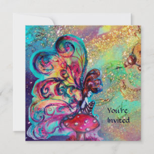 KLEINER ELF DER PILZE ,Gold gelb blau funkeln Einladung