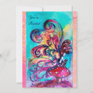 KLEINER ELF DER PILZE ,rosa gelb blau funkeln Einladung