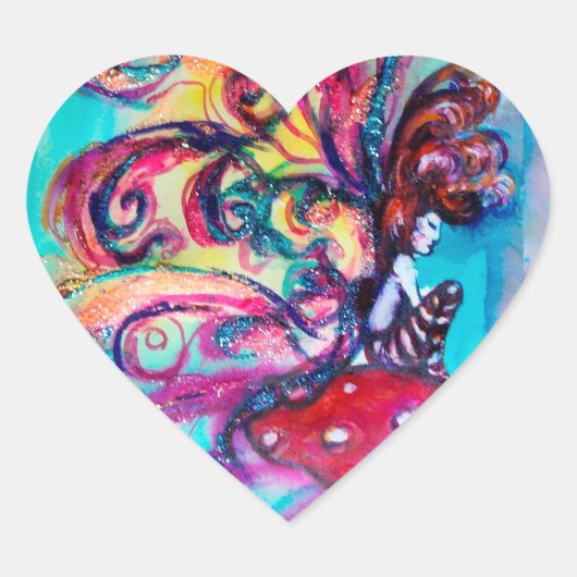 Kleiner Elf der Pilzfantasie Herz-Aufkleber (Vorderseite)