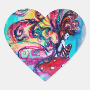 Kleiner Elf der Pilzfantasie Herz-Aufkleber