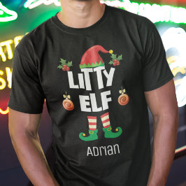 Kleiner Elf lustige Weihnachtsfamilie Name T-Shirt