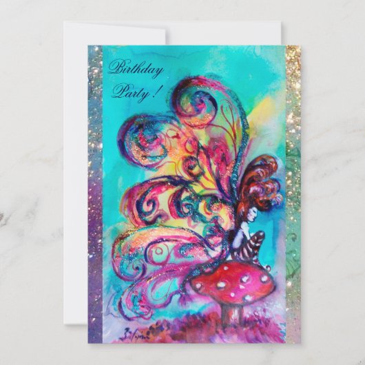 KLEINER ELF VON MUSHÖLLEN, rosa, gelb, blau funkel Ankündigung (Vorderseite)