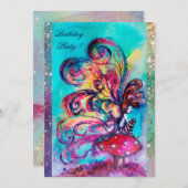 KLEINER ELF VON MUSHÖLLEN, rosa, gelb, blau funkel Ankündigung (Vorne/Hinten)