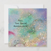 KLEINER ELF VON MUSHÖLLEN, rosa, gelb, blau funkel Einladung (Rückseite)