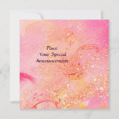 KLEINER ELF VON MUSHÖLLEN, rosa, gelb, blau funkel Einladung (Rückseite)