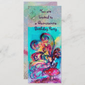 KLEINER ELF VON MUSHÖLLEN, rosa, gelb, blau funkel Einladung (Vorne/Hinten)