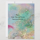 KLEINER ELF VON MUSHÖLLEN, rosa, gelb, blau funkel Einladung (Rückseite)