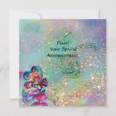 KLEINER ELF VON MUSHÖLLEN, rosa, gelb, blau funkel Einladung (Rückseite)