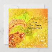 KLEINER ELF VON MUSHÖLLEN, rosa, gelb, blau funkel Einladung (Rückseite)