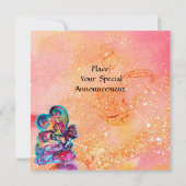 KLEINER ELF VON MUSHÖMEN, rosa, gelbes, funkelndes Einladung (Rückseite)