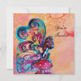 KLEINER ELF VON MUSHÖMEN, rosa, gelbes, funkelndes Einladung