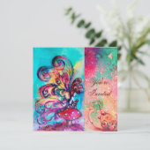 KLEINER ELF VON MUSHÖMMEN, rosa blaues Funkeln Einladung (Stehend Vorderseite)