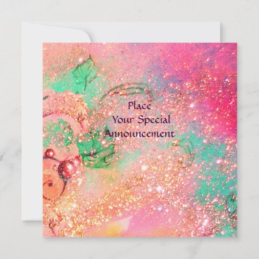 KLEINER ELF VON MUSHÖMMEN, rosa blaues Funkeln Einladung (Rückseite)