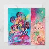 KLEINER ELF VON MUSHÖMMEN, rosa blaues Funkeln Einladung (Vorderseite)