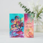 KLEINER ELF VON MUSHÖMMEN, rosa blaues Funkeln Einladung (Stehend Vorderseite)