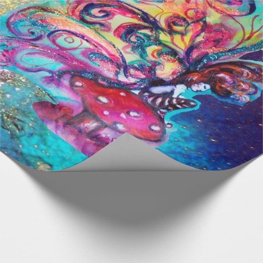 Kleiner Elf von Pilzen - MAGIC BUTTERFLY PFLANZE Geschenkpapier (Ecke)