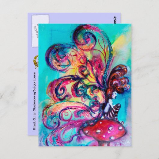 Kleiner Elf von Pilzen Postkarte (Vorne/Hinten)