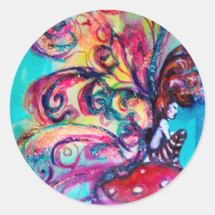 Kleiner Elf von Pilzen Runder Aufkleber