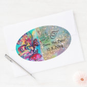 Kleiner Elf von Pilzen Save the Date Monogramm Ovaler Aufkleber (Umschlag)