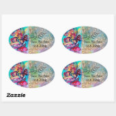 Kleiner Elf von Pilzen Save the Date Monogramm Ovaler Aufkleber (Blatt)