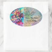 Kleiner Elf von Pilzen Save the Date Monogramm Ovaler Aufkleber (Tasche)