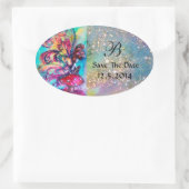 Kleiner Elf von Pilzen Save the Date Monogramm Ovaler Aufkleber (Tasche)