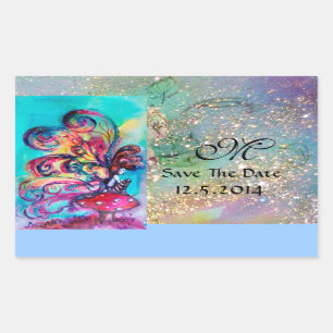 Kleiner Elf von Pilzen Save the Date Monogramm Rechteckiger Aufkleber