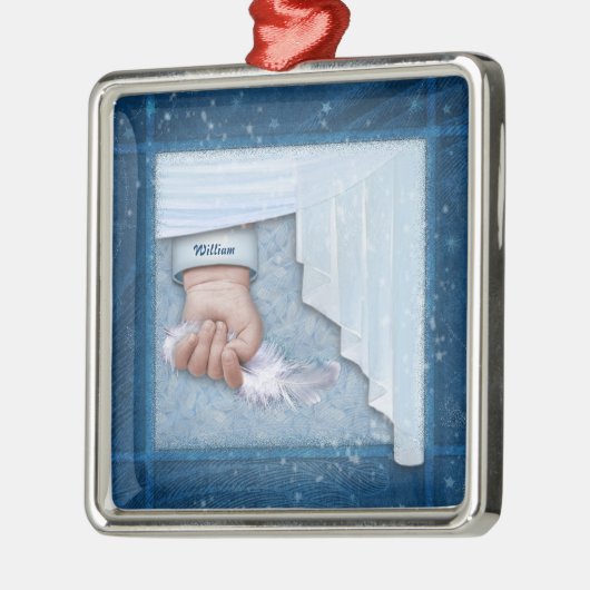 Kleiner Engel (anpassbar) Silbernes Ornament (Links)