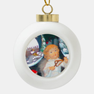 Kleiner Engel Keramik Kugel-Ornament