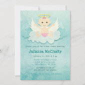 Kleiner Engel - Mädchen - Kaukasier Einladung (Vorderseite)