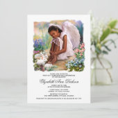 Kleiner Engel mit Bunnies Heiliger Kommunion Einladung (Stehend Vorderseite)