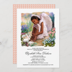 Kleiner Engel mit Bunnies Heiliger Kommunion Einladung