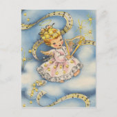 Kleiner Engel mit ihrer Harfe Postkarte (Vorderseite)