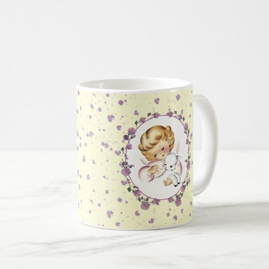 Kleiner Engel mit Lamm-Ostergeschenk Kaffeetasse (VorderseiteRechts)