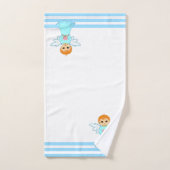 Kleiner Engel und türkisfarbene Streifen Badhandtuch Set (Handtuch)