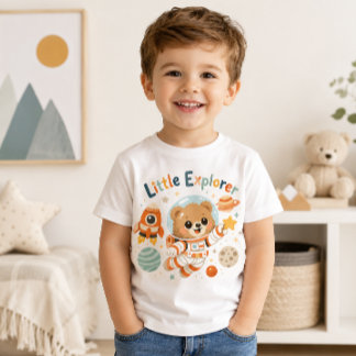 Kleiner Entdecker-Bär-Astronaut Weltraum-Abenteure Kleinkind T-shirt