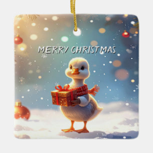 Kleiner Enten-Weihnachts-Ornament Keramikornament