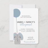 kleiner Erdnuss BABY SHOWER Blaue Elefant Einladung (Vorderseite)