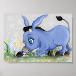 Kleiner Esel und Gänseblümchen Poster Malen Sie Ih