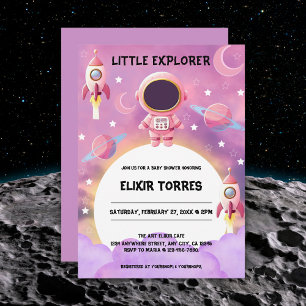 Kleiner Explorer Moderne Lila Babydusche Einladung