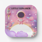 Kleiner Explorer Moderne Lila Babydusche Pappteller (Vorderseite)