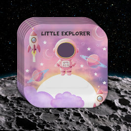 Kleiner Explorer Moderne Lila Babydusche Pappteller