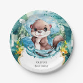 Kleiner farbenfroher Otter Geburtstag Pappteller (Vorderseite)