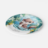 Kleiner farbenfroher Otter Geburtstag Pappteller (Schrägansicht)