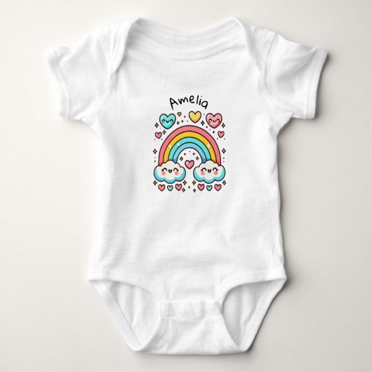 Kleiner farbiger Regenbogen Baby Strampler (Vorderseite)
