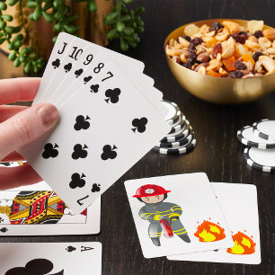 Kleiner Feuerwehrheld löscht Feuer Spielkarten