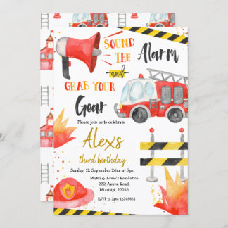Kleiner Feuerwehrjunge Einladung zum Geburtstag