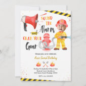 Kleiner Feuerwehrjunge mit Foto Junge Geburtstag Einladung (Vorderseite)