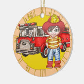 Kleiner Feuerwehrmann Keramikornament (Links)