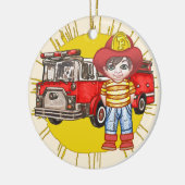 Kleiner Feuerwehrmann Keramikornament (Links)